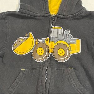 John Deere Tractor Black Zip Up Hoodie Boys Kids Toddler Sz 2T